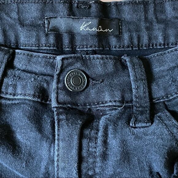Kancan Destroyed Jean Shorts Cuffed Hem Black Denim Size 5 26 - Picture 9 of 11